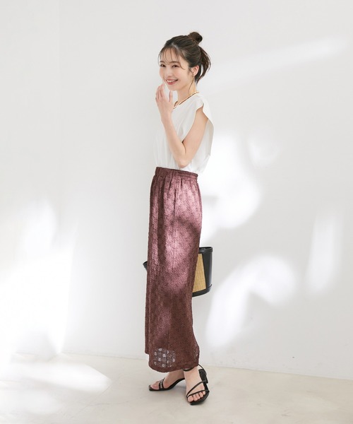 VIS（ビス）の「ストレッチラッセルレースタイトスカート（スカート・レディース・ホワイト/ダークブラウン/ブラック/ミント・FREE）」の11枚目の写真