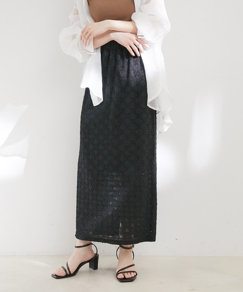 VIS（ビス）の「ストレッチラッセルレースタイトスカート（スカート・レディース・ホワイト/ダークブラウン/ブラック/ミント・FREE）」の12枚目の写真