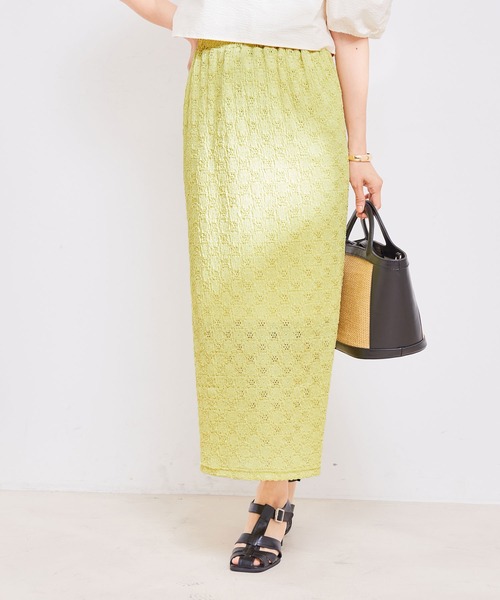 VIS（ビス）の「ストレッチラッセルレースタイトスカート（スカート・レディース・ホワイト/ダークブラウン/ブラック/ミント・FREE）」の5枚目の写真