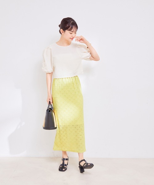 VIS（ビス）の「ストレッチラッセルレースタイトスカート（スカート・レディース・ホワイト/ダークブラウン/ブラック/ミント・FREE）」の7枚目の写真