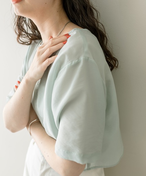 mystic（ミスティック）の「シアーTブラウス（シャツ/ブラウス・レディース・グリーン/アイボリー・FREE）」の15枚目の写真