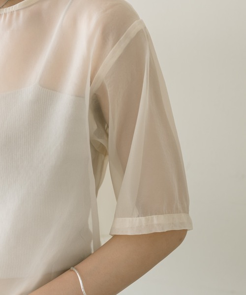 mystic（ミスティック）の「シアーTブラウス（シャツ/ブラウス・レディース・グリーン/アイボリー・FREE）」の12枚目の写真