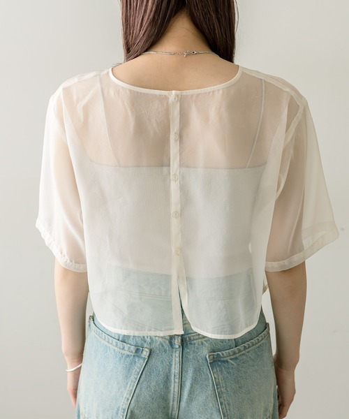 mystic（ミスティック）の「シアーTブラウス（シャツ/ブラウス・レディース・グリーン/アイボリー・FREE）」の9枚目の写真