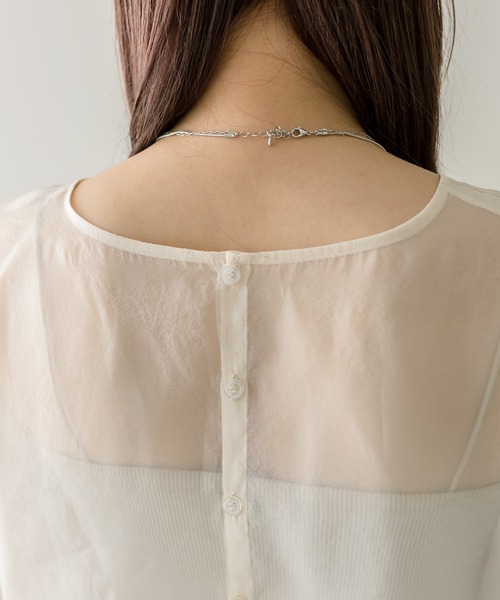 mystic（ミスティック）の「シアーTブラウス（シャツ/ブラウス・レディース・グリーン/アイボリー・FREE）」の10枚目の写真