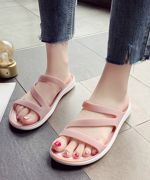 STYLEBLOCK(スタイルブロック)の「PVCフラットサンダル(サンダル・レディース・パープル/ブラック/ピンク・36/37/38/39/40)」の3枚目の写真