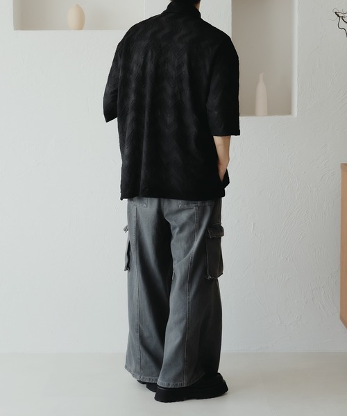 epnok(エプノック)の「フクレジャガードルーズシャツ(シャツ/ブラウス・メンズ・ブルー/ブラック・SMALL/MEDIUM/LARGE)」の4枚目の写真