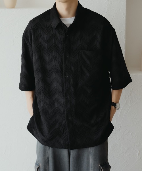 epnok(エプノック)の「フクレジャガードルーズシャツ(シャツ/ブラウス・メンズ・ブルー/ブラック・SMALL/MEDIUM/LARGE)」の20枚目の写真
