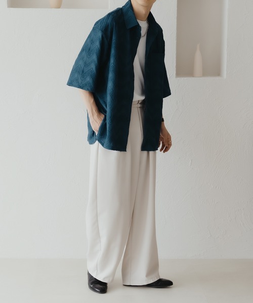 epnok(エプノック)の「フクレジャガードルーズシャツ(シャツ/ブラウス・メンズ・ブルー/ブラック・SMALL/MEDIUM/LARGE)」の3枚目の写真