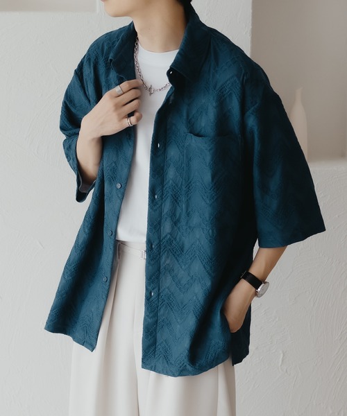 epnok(エプノック)の「フクレジャガードルーズシャツ(シャツ/ブラウス・メンズ・ブルー/ブラック・SMALL/MEDIUM/LARGE)」の16枚目の写真