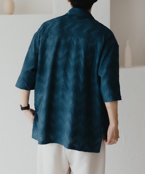 epnok(エプノック)の「フクレジャガードルーズシャツ(シャツ/ブラウス・メンズ・ブルー/ブラック・SMALL/MEDIUM/LARGE)」の8枚目の写真