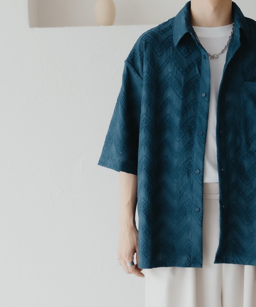 epnok(エプノック)の「フクレジャガードルーズシャツ(シャツ/ブラウス・メンズ・ブルー/ブラック・SMALL/MEDIUM/LARGE)」の10枚目の写真