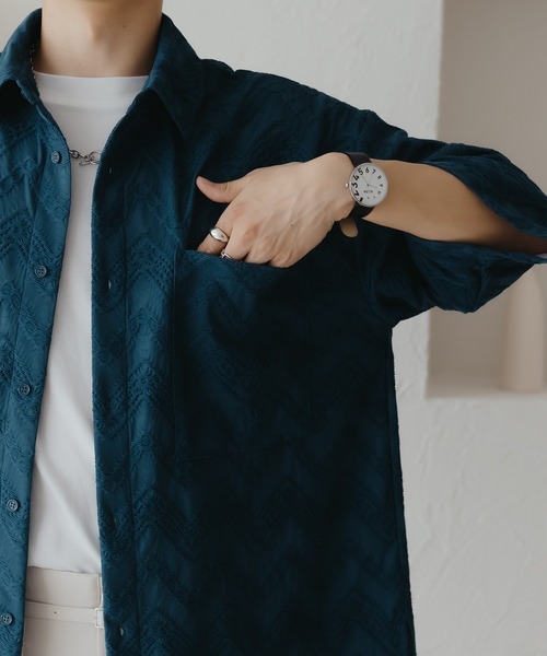 epnok(エプノック)の「フクレジャガードルーズシャツ(シャツ/ブラウス・メンズ・ブルー/ブラック・SMALL/MEDIUM/LARGE)」の7枚目の写真