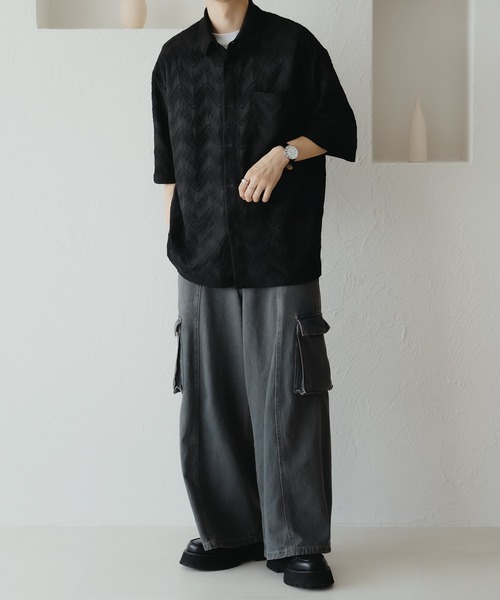 epnok(エプノック)の「フクレジャガードルーズシャツ(シャツ/ブラウス・メンズ・ブルー/ブラック・SMALL/MEDIUM/LARGE)」の12枚目の写真