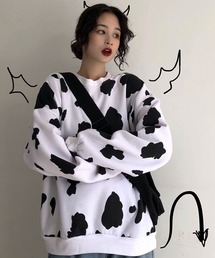 DEVICE（デバイス）の「ダルメシアン柄 オーバーサイズ ビッグシルエット クルーネック スウェット トレーナー（スウェット）」