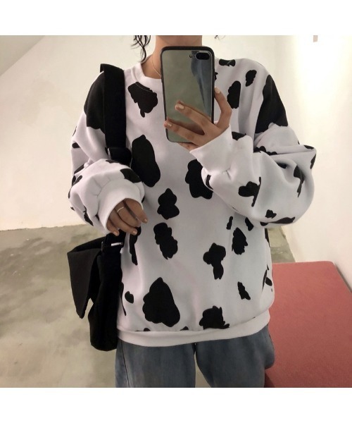 ダルメシアン柄 オーバーサイズ ビッグシルエット クルーネック