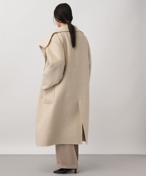A part by（アパートバイ）の「casheepスタンドロングコート（ノーカラーコート・レディース・ネイビー/ライトベージュ・SMALL/MEDIUM）」の12枚目の写真