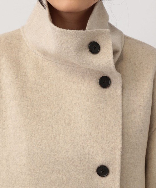 A part by（アパートバイ）の「casheepスタンドロングコート（ノーカラーコート・レディース・ネイビー/ライトベージュ・SMALL/MEDIUM）」の6枚目の写真