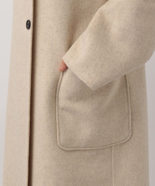 A part by（アパートバイ）の「casheepスタンドロングコート（ノーカラーコート・レディース・ネイビー/ライトベージュ・SMALL/MEDIUM）」の13枚目の写真