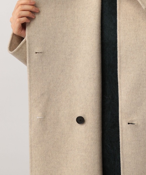 A part by（アパートバイ）の「casheepスタンドロングコート（ノーカラーコート・レディース・ネイビー/ライトベージュ・SMALL/MEDIUM）」の4枚目の写真
