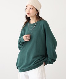 JEMORGAN 柔編み裏毛 長袖ラグランスウェットクルー