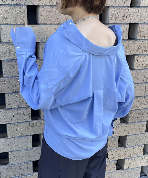 COMME CA ISM(コムサイズム)の「オーバーサイズ シャツ(シャツ/ブラウス・レディース・ブルー/オフホワイト/ライトグレー・LARGE/MEDIUM)」の21枚目の写真