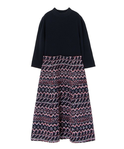 ANAYI（アナイ）の「ジャガードツイードニットドッキング ワンピース