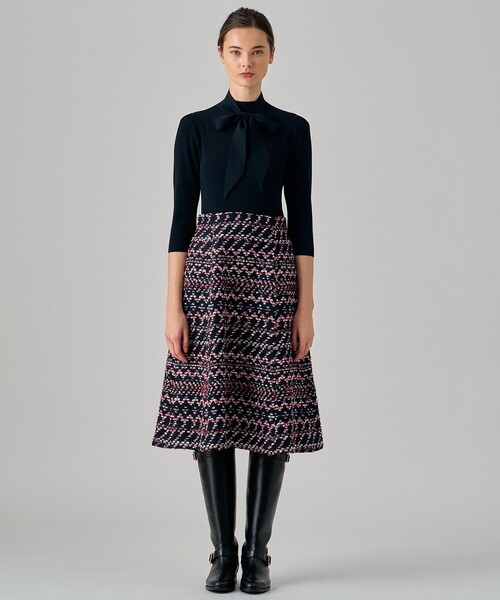 ANAYI（アナイ）の「ジャガードツイードニットドッキング ワンピース