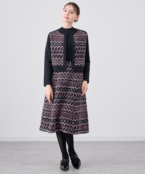 propertytyさん ジャガードツイードニットドッキングワンピース 216 ANAYI（アナイ）の「ジャガードツイードニットドッキング ワンピース