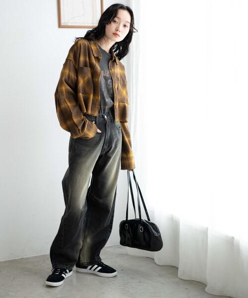 WEGO（ウィゴー）の「WEGO/オンブレチェックショートシャツ（シャツ/ブラウス・レディース・ブラック系その他2/イエロー系その他3・FREE）」の5枚目の写真