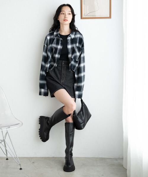 WEGO（ウィゴー）の「WEGO/オンブレチェックショートシャツ（シャツ/ブラウス・レディース・ブラック系その他2/イエロー系その他3・FREE）」の4枚目の写真