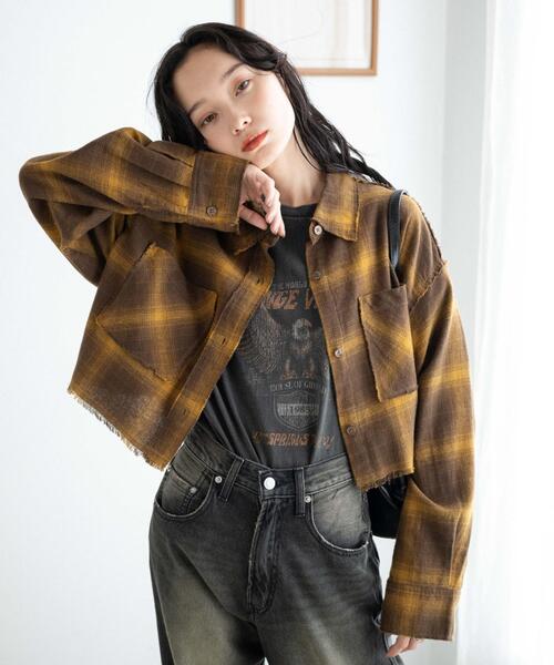 WEGO（ウィゴー）の「WEGO/オンブレチェックショートシャツ（シャツ/ブラウス・レディース・ブラック系その他2/イエロー系その他3・FREE）」の13枚目の写真