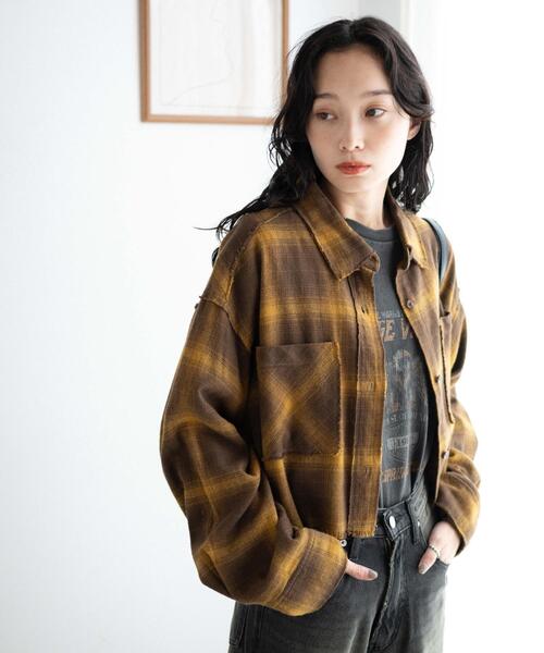 WEGO（ウィゴー）の「WEGO/オンブレチェックショートシャツ（シャツ/ブラウス・レディース・ブラック系その他2/イエロー系その他3・FREE）」の14枚目の写真