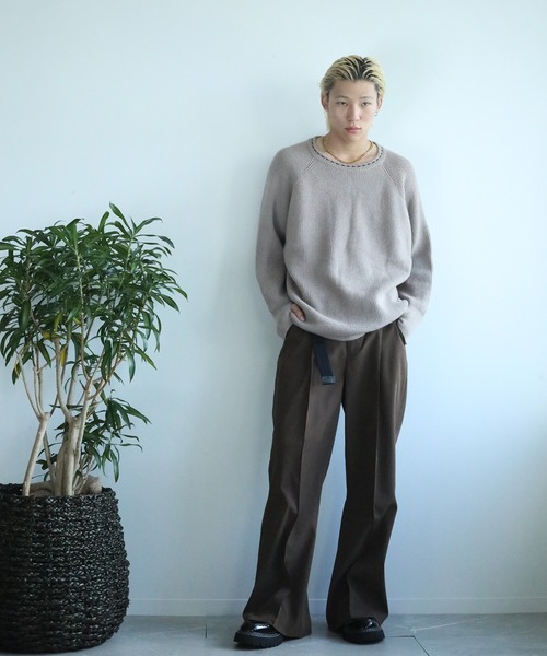 aimoha(アイモハ)の「aimoha men 刺繍ステッチワイドバルーンスリーブ セーター(ニット/セーター・メンズ・ベージュ/ブラック・XL/L/M)」の7枚目の写真