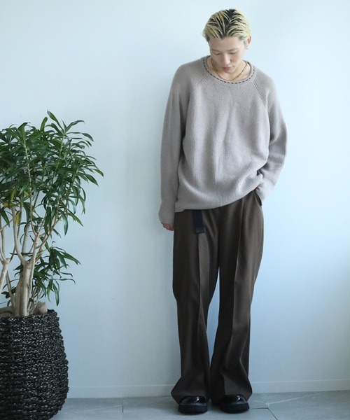 aimoha(アイモハ)の「aimoha men 刺繍ステッチワイドバルーンスリーブ セーター(ニット/セーター・メンズ・ベージュ/ブラック・XL/L/M)」の8枚目の写真
