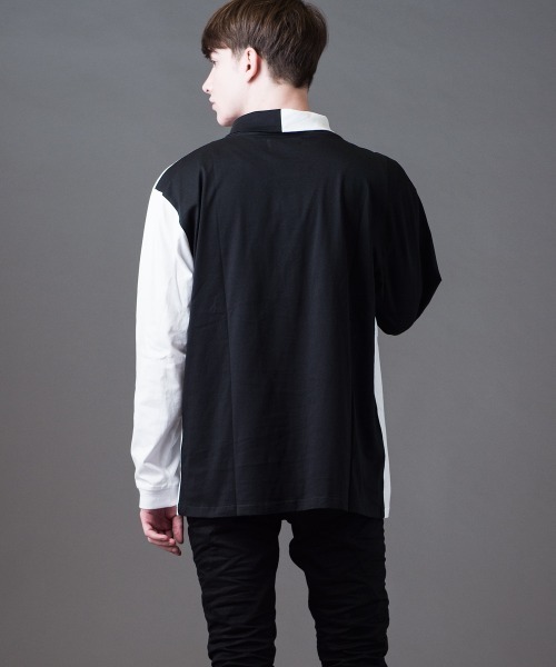 Buffalo Bobs（バッファローボブズ）の「COLLO ALTO W/CHAIN(コッロアルト)モックネック カラーブロック ドロップショルダーTシャツ（Tシャツ/カットソー・メンズ・ホワイト/ブラック・2-3/1-2）」の10枚目の写真