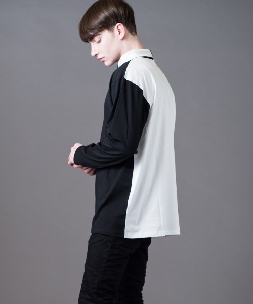 Buffalo Bobs（バッファローボブズ）の「COLLO ALTO W/CHAIN(コッロアルト)モックネック カラーブロック ドロップショルダーTシャツ（Tシャツ/カットソー・メンズ・ホワイト/ブラック・2-3/1-2）」の13枚目の写真