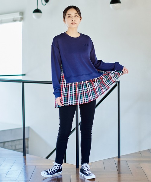 Arnold Palmer（アーノルドパーマー）の「パーマーチェック レイヤー スポンジング スウェット（スウェット・レディース・ネイビー/ブラック/ライトオレンジ系・M/S/L）」の12枚目の写真