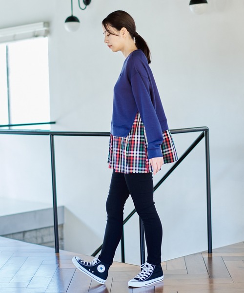 Arnold Palmer（アーノルドパーマー）の「パーマーチェック レイヤー スポンジング スウェット（スウェット・レディース・ネイビー/ブラック/ライトオレンジ系・M/S/L）」の8枚目の写真