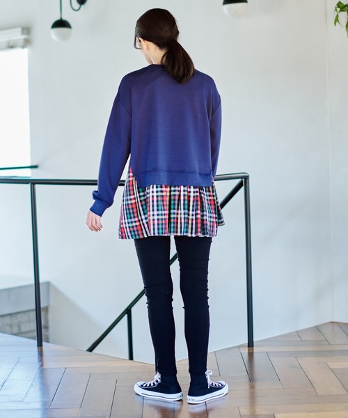 Arnold Palmer（アーノルドパーマー）の「パーマーチェック レイヤー スポンジング スウェット（スウェット・レディース・ネイビー/ブラック/ライトオレンジ系・M/S/L）」の9枚目の写真