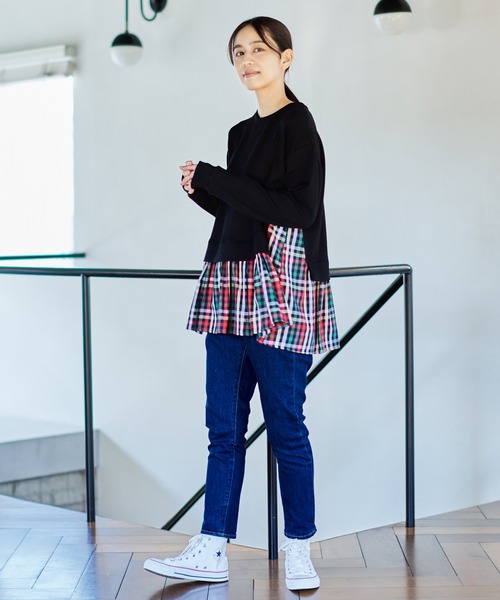 Arnold Palmer（アーノルドパーマー）の「パーマーチェック レイヤー スポンジング スウェット（スウェット・レディース・ネイビー/ブラック/ライトオレンジ系・M/S/L）」の10枚目の写真