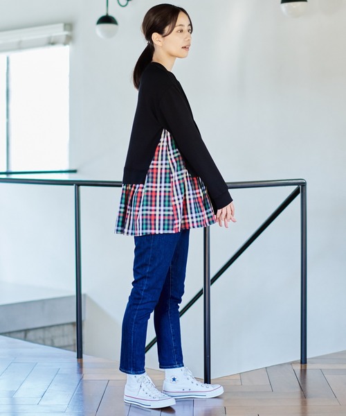 Arnold Palmer（アーノルドパーマー）の「パーマーチェック レイヤー スポンジング スウェット（スウェット・レディース・ネイビー/ブラック/ライトオレンジ系・M/S/L）」の11枚目の写真