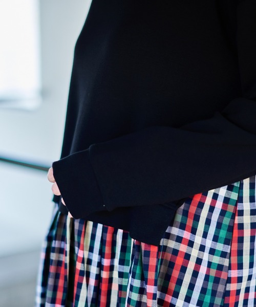 Arnold Palmer（アーノルドパーマー）の「パーマーチェック レイヤー スポンジング スウェット（スウェット・レディース・ネイビー/ブラック/ライトオレンジ系・M/S/L）」の6枚目の写真