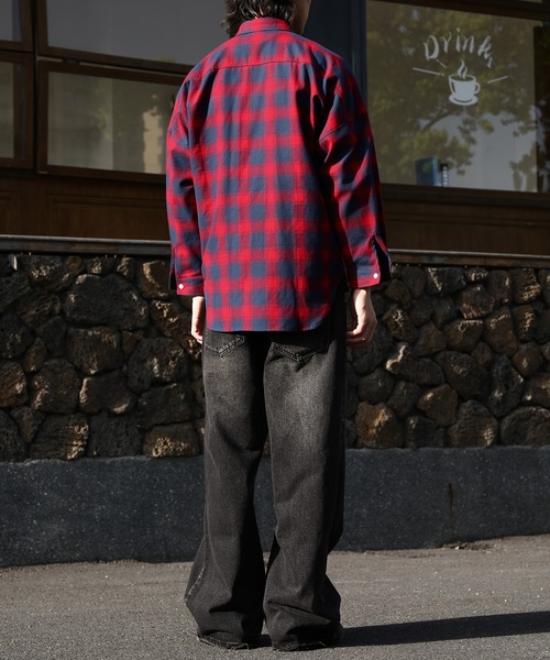 Cloudstyle(クラウドスタイル)の「【Cloudstyle】オーバーサイズ オンブレチェックシャツ/ 長袖(シャツ/ブラウス・メンズ・グリーン系その他/レッド/イエロー/ブラック・MEDIUM/LARGE/X-LARGE/XX-LARGE)」の10枚目の写真