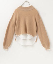モックネックニット+長袖Tシャツ セット アンサンブル