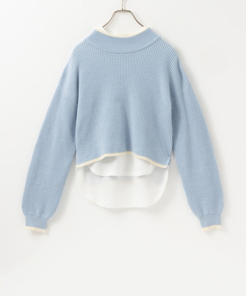 NAVY（ネイビー）の「モックネックニット+長袖Tシャツ セット アンサンブル（ニット/セーター・キッズ・サックスブルー/ベージュ/ピンク・160cm/140cm/120cm/150cm/130cm）」の2枚目の写真