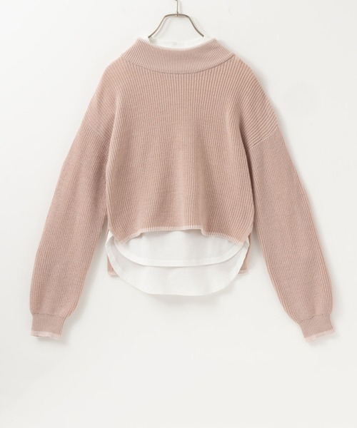 NAVY（ネイビー）の「モックネックニット+長袖Tシャツ セット アンサンブル（ニット/セーター・キッズ・サックスブルー/ベージュ/ピンク・160cm/140cm/120cm/150cm/130cm）」の3枚目の写真