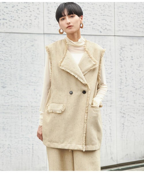 Settimissimo（セッティミッシモ）の「ツイードフリンジパイピングジレ（ベスト・レディース・ブラック/ベージュ・FREE）」の12枚目の写真