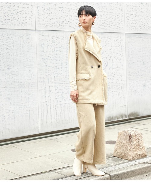 Settimissimo（セッティミッシモ）の「ツイードフリンジパイピングジレ（ベスト・レディース・ブラック/ベージュ・FREE）」の15枚目の写真