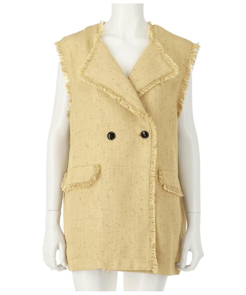 Settimissimo（セッティミッシモ）の「ツイードフリンジパイピングジレ（ベスト・レディース・ブラック/ベージュ・FREE）」の19枚目の写真