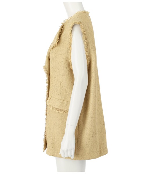 Settimissimo（セッティミッシモ）の「ツイードフリンジパイピングジレ（ベスト・レディース・ブラック/ベージュ・FREE）」の20枚目の写真